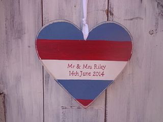 personalised striped wedding heart by giddy kipper