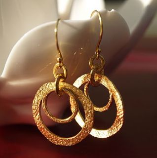 22k gold plated double hoop earrings by begolden