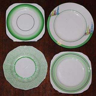 green floral vintage plate set by the vintage tea cup