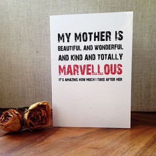 'my mother is marvellous' card by betsy benn