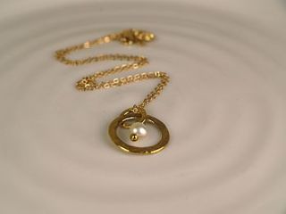 24k gold plated hoop necklace with pearl by begolden