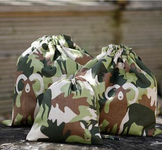 drawstring bags camouflage by red berry apple