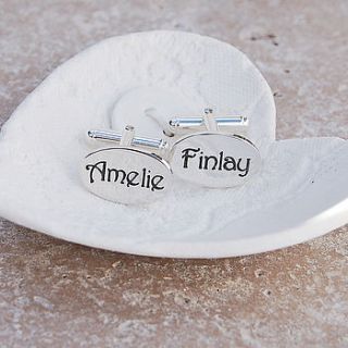 personalised silver name cufflinks by indivijewels
