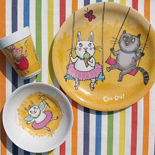 boo bunny dining set with mini storybook by cou cou