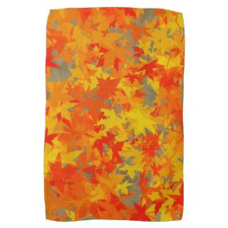 Autumn Fall Season Yellow Orange Red Leaf Towels