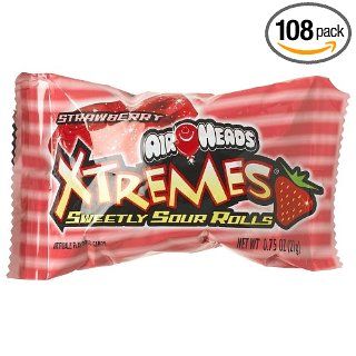 Airheads Xtremes Sweetly Sour Rolls, Strawberry, 36 Count, 0.75 Ounce Packages (Pack of 3)  Candy  Grocery & Gourmet Food