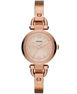Fossil Womens Georgia Mini Rose Gold Tone Stainless Steel Bangle Bracelet Watch 26mm ES3268   Watches   Jewelry & Watches