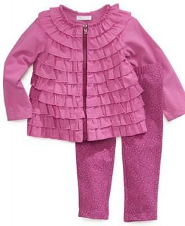 First Impressions Baby Set, Baby Girls 2 Piece Ruffle Cardigan and Printed Pants   Kids
