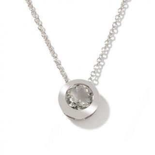 CL by Design 1ct Bezel Set Created Stone Pendant with 18 inch Chain