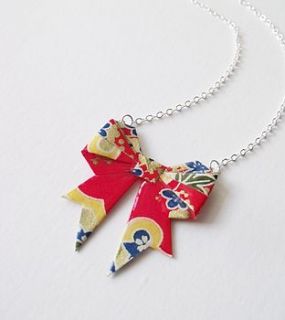 primary washi paper origami bow necklace by matin lapin