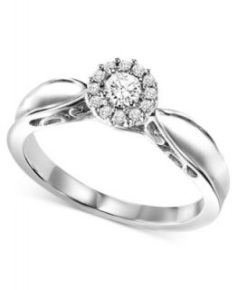 Diamond Ring, Sterling Silver Diamond Engagement Ring (1/4 ct. t.w.)   Rings   Jewelry & Watches