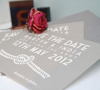 tying the knot   save the date cards by rosalind howard bespoke stationery