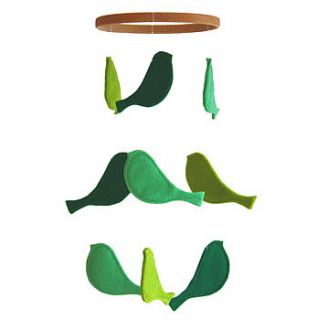 bird baby mobile green by littlenestbox