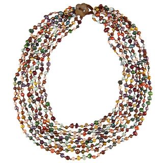 Multi colored Freshwater Pearl Multi strand Necklace (4 5 mm) Pearl Necklaces