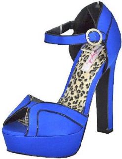 Qupid Drama 108 Cobalt Blue Women Platform Sandals, 6 M US Shoes