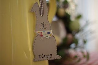 personalised bent ear easter bunny decoration by kitty's