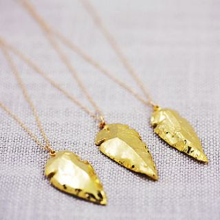 24k gold dipped arrowhead necklace by j&s jewellery