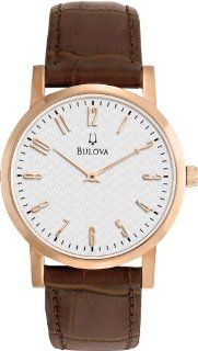 Bulova 97A106 Mens Dress White Brown Watch at  Men's Watch store.
