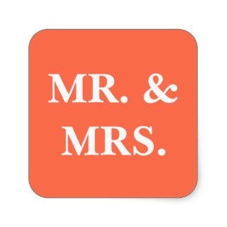 Wedding Invitation Outrageous Orange Square Sticker