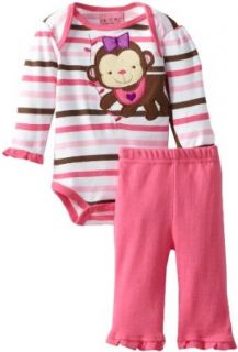Carter's Watch the Wear Baby Girls Newborn Monkey Bodysuit Pant Set, Dark Pink, 3 6 Months Clothing