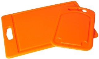 pzazz 105 2O 2 Piece Poly Cutting Board Set, 6 by 10 Inch and 10 by 14 Inch, Orange Kitchen & Dining