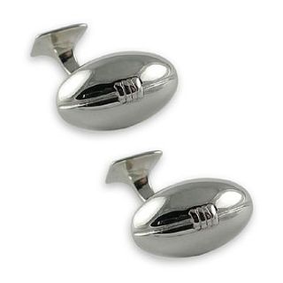 silver rugby ball cufflinks by john m start & co.