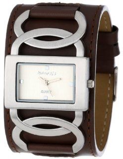 Nemesis Women's NS104B Brown Collection Cross Arc Leather Band Watch Watches