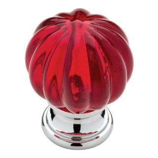 Liberty P30104 102 C 1 1/4 Inch Ridge Ball Cabinet Hardware Knob, Chrome and Red   Cabinet And Furniture Knobs  