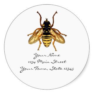 Vintage Yellow and Black Bee Round Stickers
