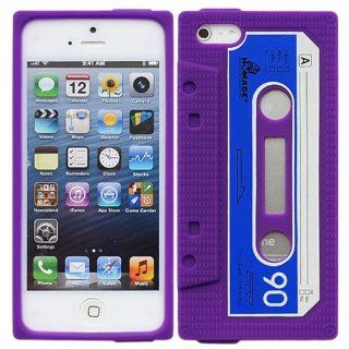 New Bfun Purple Retro Cassette Style Soft Silicone Cover Case for Apple Iphone 5 5g Cell Phones & Accessories