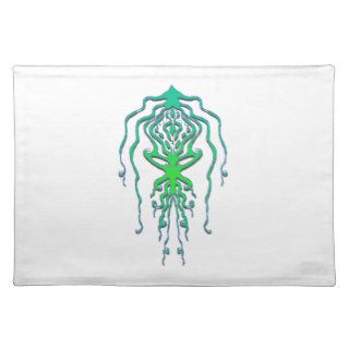 Squid Octopus Tribal Tattoo   green Placemat