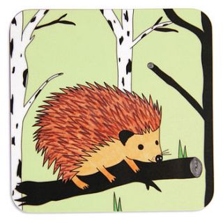 happy hedgehog coaster or set by superfumi