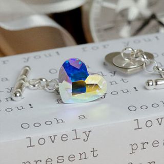 swarovski iridescent crystal heart cufflinks by slice of pie designs