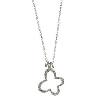 10k White Gold Diamond Accent Butterfly Necklace Diamond Necklaces