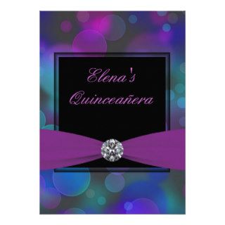 Royal Blue and Purple Quinceanera Custom Announcement