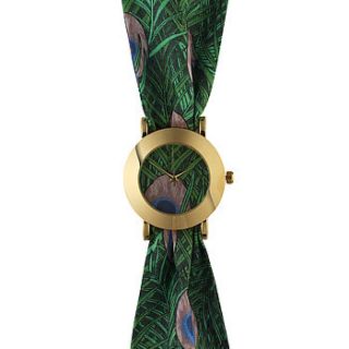 peacock big fabric watch by wholesome bling
