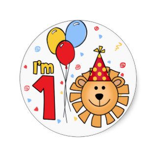 Lion Face First Birthday Sticker