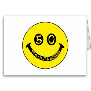 50th birthday Smiley Face, It's only a number Cards