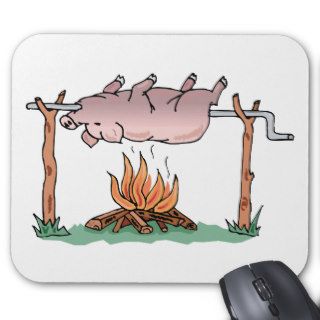 Pork ~ Pig On Spit Barbecue Roast Grill Smoke Mousepads