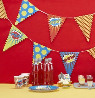 superhero pop art party bunting by ginger ray