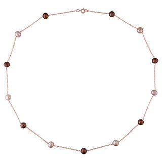 Miadora 10k Rose Gold Multi color Pearl Tin Cup Necklace (5.5 6 mm) Miadora Pearl Necklaces