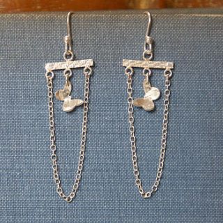 handmade butterfly and chain earrings by jemima lumley jewellery