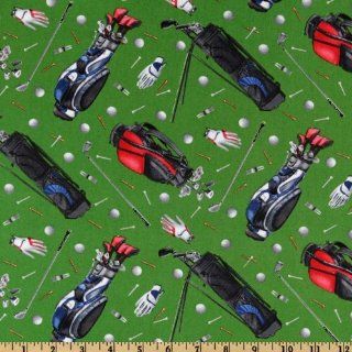 44'' Wide Sports Collection Golf Equipment Green Fabric By The Yard