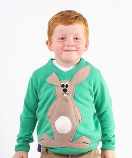 kids squeaky tummy easter bunny jumper by woolly babs christmas jumpers