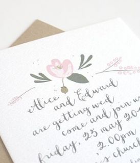 vintage bloom personalised wedding invitation by lola's paperie