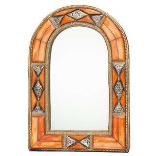 Classic Arched Henna Bone Moroccan Mirror (Morocco) Mirrors