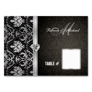 Elegant Black / Silver Damask Table Place Cards Business Card Templates
