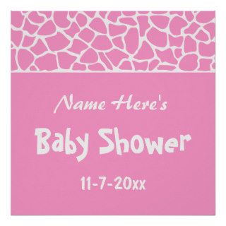 Pink Giraffe Baby Shower Print