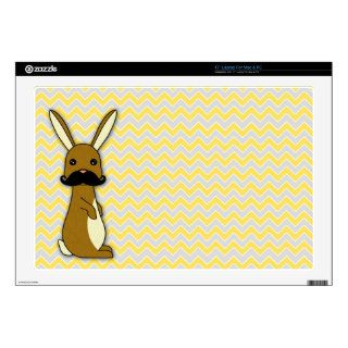 Cute Mustache Bunny Cartoon 17" Laptop Decal