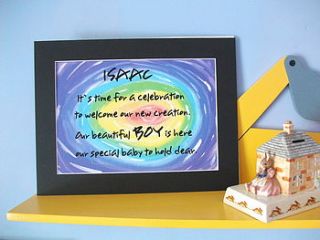 personalised new baby boy rainbow art by the great green trading company